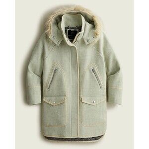 New Womens Summit Parka Italian Stadium Cloth Wool 12 Ecru Pink Gray J Crew Coat